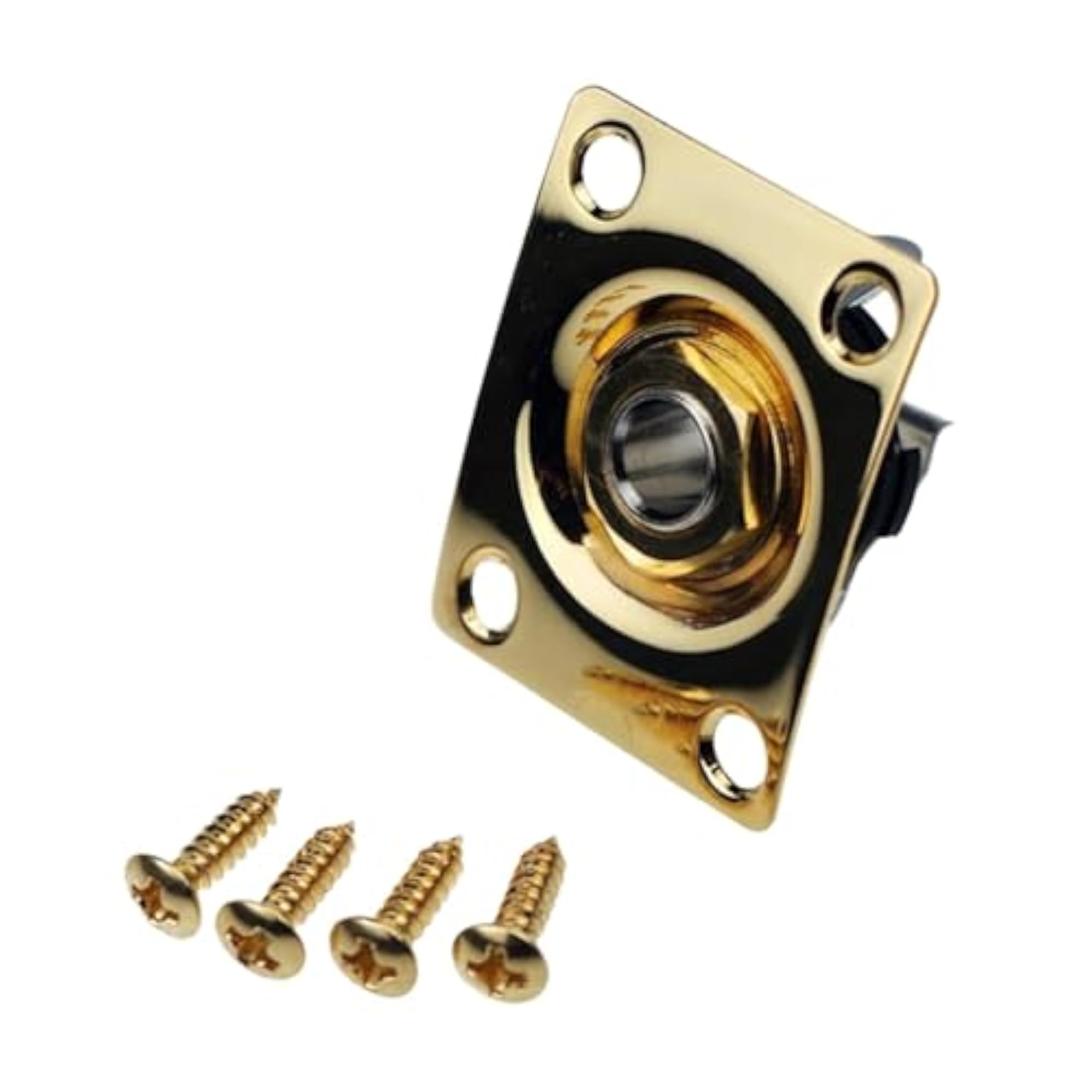 Electric Guitar Output Jack with Screws, Gold Square